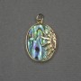 Anhänger 'Sonne' mit Chalcedon-Einlage 17×20×24×3 mm ± goldfarbenem Metall