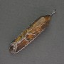 Anhänger in sechseckiger Form aus Tigerauge, Kristall, 12×50×57 mm±, in silberfarbenem Geflecht