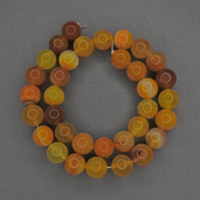 Orangener Achat Perlen – glatte Kugeln, Durchmesser ca. 12 mm, auf Faden, Länge ca. 40 cm