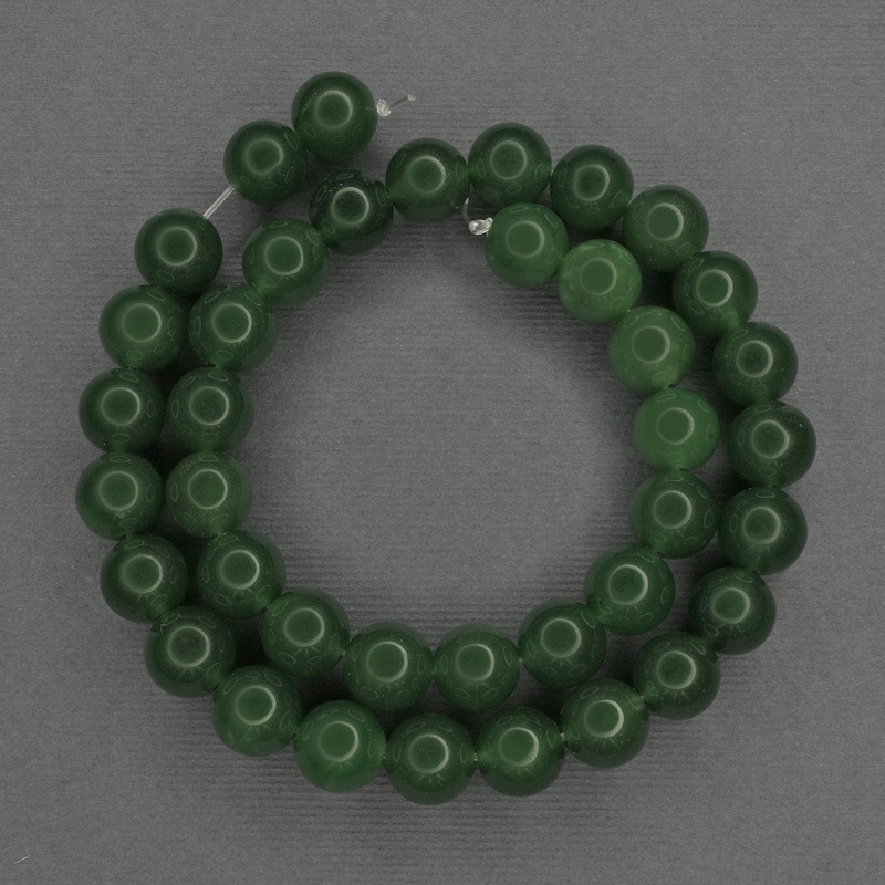 Chrysoprase-Perlen, glatte Kugeln, Durchmesser ca. 10 mm, auf Faden, Länge ca. 37 cm