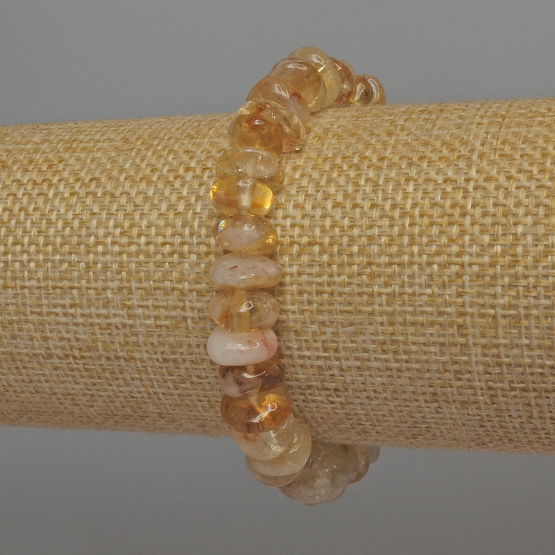 Armband aus Citrin, trommelgeschliffene Perlen, Durchmesser ca. 10 × 5 mm, Länge ca. 18 cm, elastisch