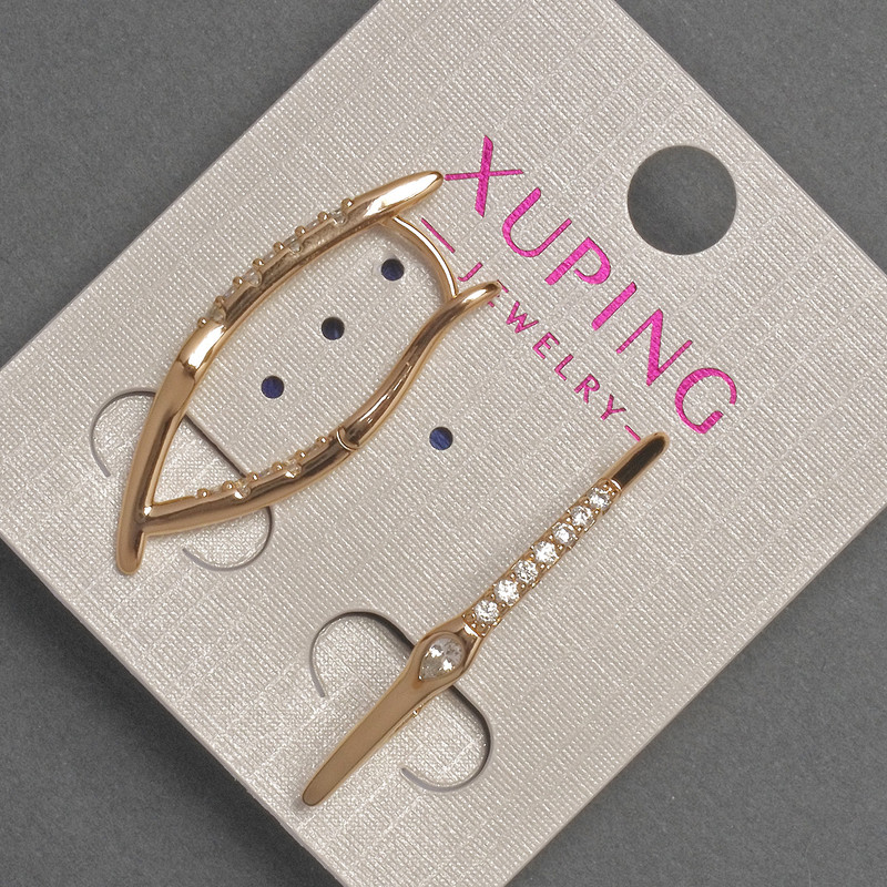 Xuping Ohrringe mit weißen Strasssteinen, Durchmesser ca. 2–3 mm, Länge ca. 32 mm, 18K-Vergoldung