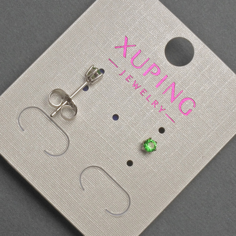 Xuping Ohrstecker mit grünem Kristall, Durchmesser ca. 3 mm, Rhodiumbeschichtung