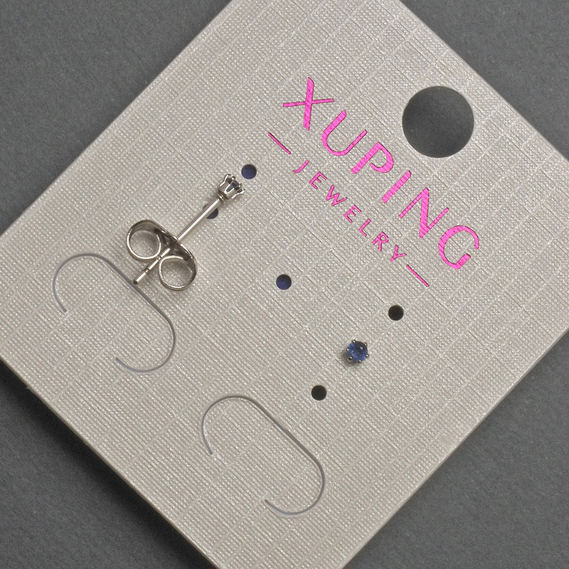Ohrstecker mit blauem Kristall von Xuping, Durchmesser ca. 2 mm, Rhodiumbeschichtung