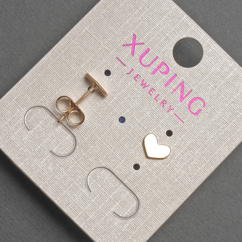 Ohrstecker in Herzform Xuping, Kugel-Design, Durchmesser ca. 7×5 mm, 18K Vergoldung