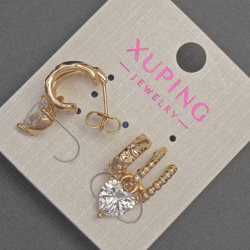Ohrstecker Xuping Herzform mit weißem Kristall, Durchmesser 21×12 mm ± 18K Vergoldung