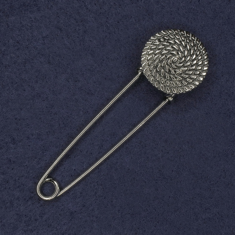 Brosche-Nadel Münze 23×76 mm, silberfarbenes Metall