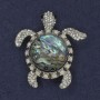 Brosche mit Anhänger Schildkröte Haiozit, Strass-Steine, silbernes Metall, 45×50 mm+
