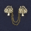 Brosche für Cardigans, Durchmesser ca. 22×25 mm, goldfarbene Metallkette, Länge ca. 9 cm