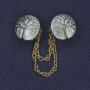 Brosche für Cardigans, blaues Emaille, goldfarbenes Metall, Durchmesser ca. 20 mm, Länge ca. 9 cm