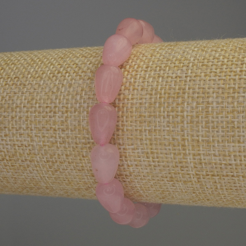 Armband Rosenquarz Tropfen, Durchmesser 12×8 mm, Länge ca. 18 cm, Stretcharmband