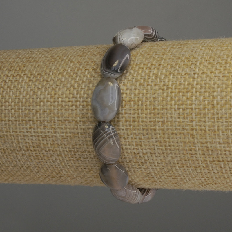 Armband Achat Botswana – oval, Durchmesser 14×10 mm, Länge 18 cm, Stretcharmband