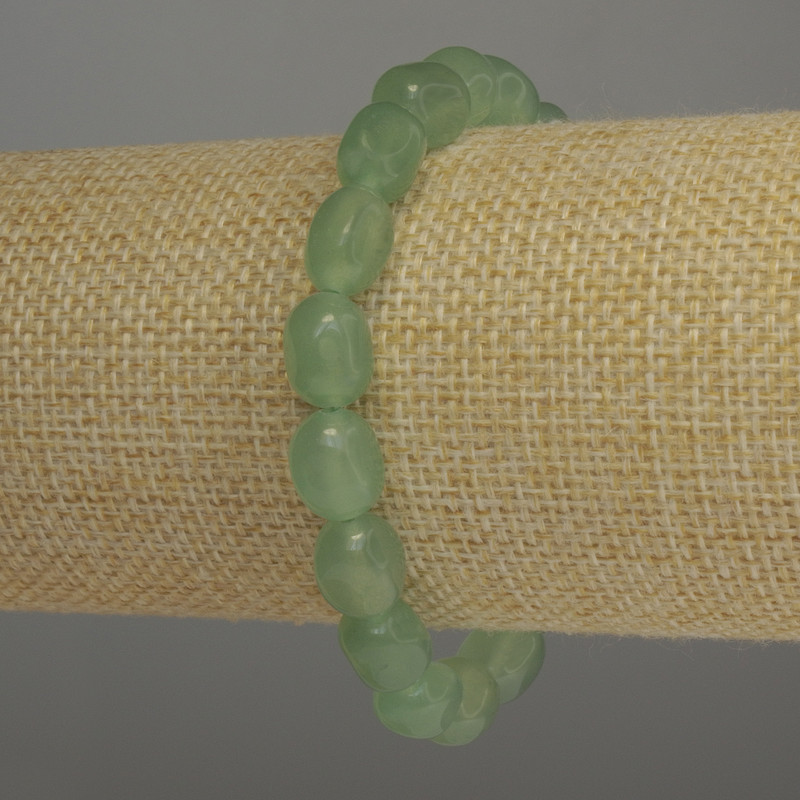 Armband aus Nephrit, geglättete Perlen, Durchmesser 11×8 mm, Länge 18 cm Stretch