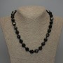 Halskette aus silberglänzendem Obsidian, facettierte Perlen, Durchmesser 12×11 mm ±, Länge ca. 50 cm ±