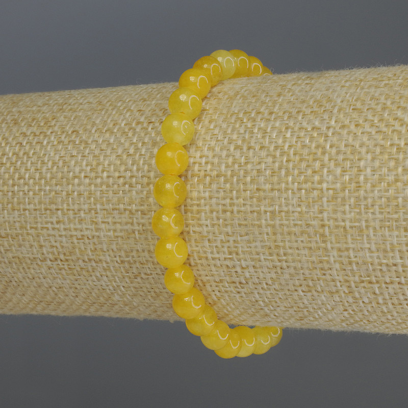 Citrin-Armband, glatte Kugeln, Durchmesser ca. 6 mm, Länge 18 cm Stretch-Armband