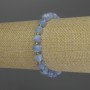Aquamarin-Armband, facettierte Würfel, Durchmesser ca. 7 mm, Perlen ca. 3 mm, Länge 18 cm, Stretcharmband