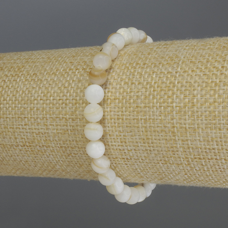 Perlmutt-Armband mit glatten Kugeln, Durchmesser ca. 6 mm, Länge 18 cm, Stretch-Armband