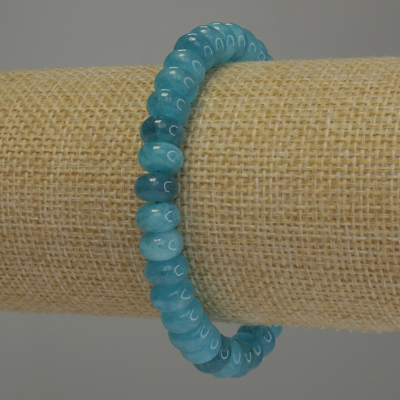 Aquamarin Rondellarmband, Durchmesser ca. 8×5 mm, Länge 18 cm, Elastikarmband