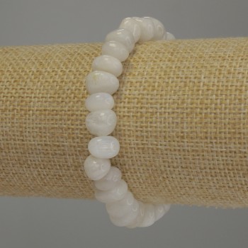 Adular facettiertes Perlen-Armband, Durchmesser 9–10 × 6–8 mm, Länge 18 cm, Stretch