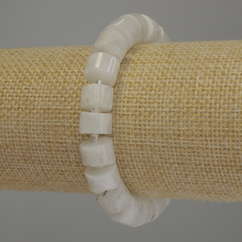 Adular-Rondell-Armband, Durchmesser 10×7 mm, Perlen 3 mm, Länge 18 cm, elastisches Armband
