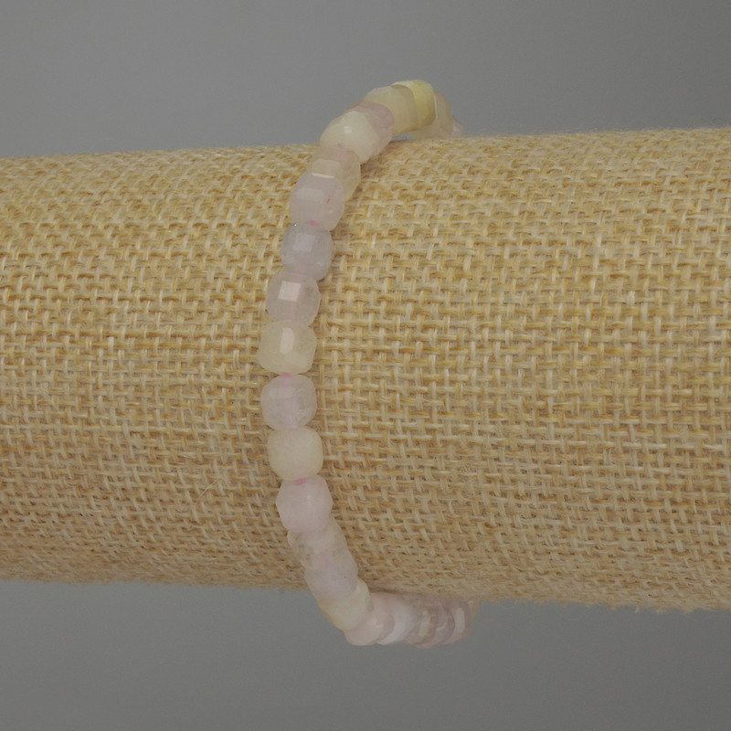 Morganit-Armband, facettierter Würfel, Kantenlänge ca. 5 × 5 mm, Länge ca. 18 cm, Stretch