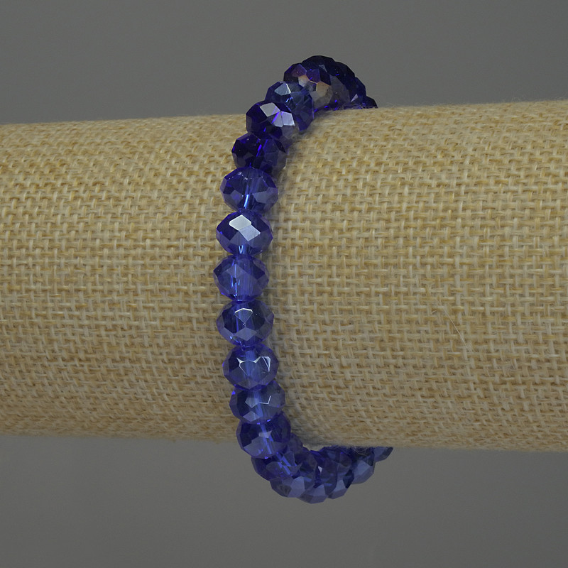 Armband aus tschechischem Kristall, facettierte Rondellperlen, Durchmesser 8×6 cm, Länge ca. 18 cm, Elastik