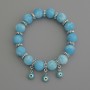 Armband aus Larimar – glatte Kugeln, Durchmesser ca. 10 mm, mit Metall-Einlagen, Länge 18 cm, elastisch
