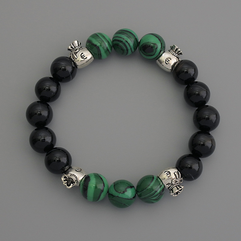 Armband Assortiment – glatte Kugeln, Durchmesser 10 mm ±, mit Metall-Einlagen, Länge 18 cm Stretch