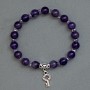 Armband Amethyst glatte Kugeln, Durchmesser 8 mm ± Kristallperlen 4×2,5 mm ±, Länge 18 cm ± Stretcharmband