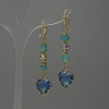 Ohrringe aus Aquamarin, facettierter Rhombus, Durchmesser ca. 7×5 mm, Cloisonné-Technik ca. 7 mm, Kristall in Fassungen ca. 12 mm, Gesamtlänge ca. 50 mm