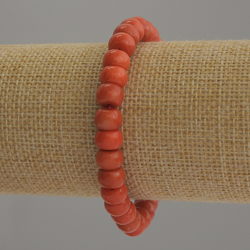 Armband aus künstlicher Koralle in Rondellenform, Durchmesser 8×6 mm, Länge 18 cm, Elastikarmband