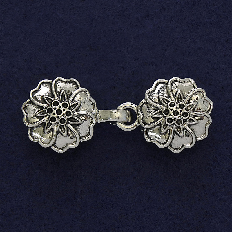 Brosche-Clip für Cardigan, silberfarbenes Metall, Durchmesser ca. 21 mm, Länge ca. 52 mm