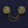 Brosche für Cardigans in Bronzefarben, Durchmesser ca. 20 mm, Kette ca. 9 cm lang