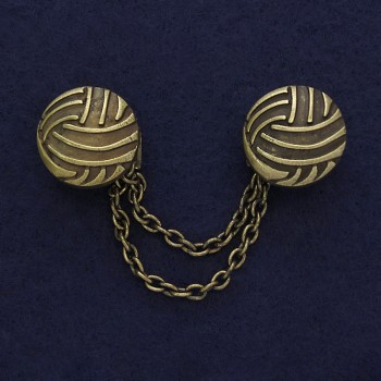 Brosche für Cardigans in Bronzefarben, Durchmesser ca. 20 mm, Kette ca. 9 cm lang