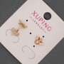 Ohrstecker Kugelchen Xuping, emailliert mit weißen Strasssteinen, 7×8 mm, 18K-Vergoldung