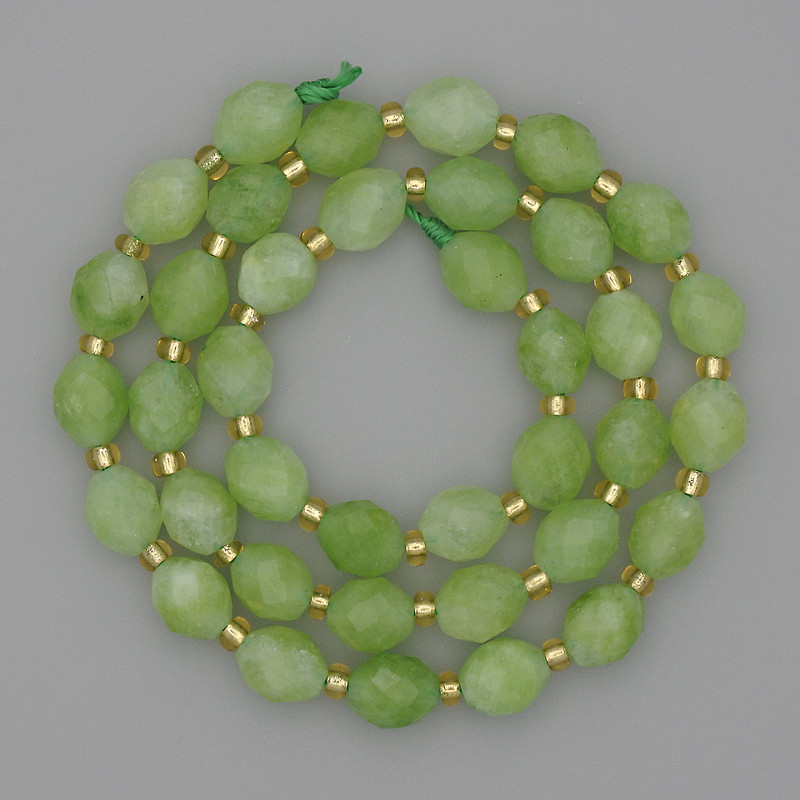 Chrysolith Olivin Natursteinperlen – facettierte Körner, Durchmesser 8×6 mm ±, Glasperlen 3 mm ±, Länge 37 cm +