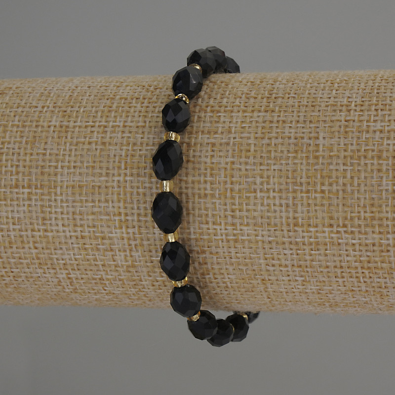 Rauchtopas-Armband, facettierte Körner 8×6 mm, mit Seedperlen 3 mm, Länge 18 cm, Stretch