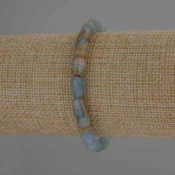 Stretch-Armband aus blauem Calcit, zylindrische Perlen 9×6 mm, Länge ca. 18 cm