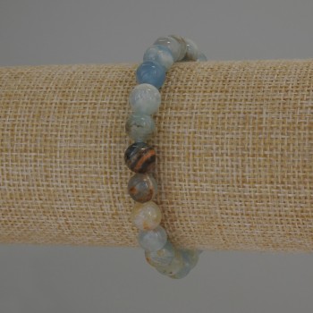 Armband Calcit hellblau, glatte Kugel, Durchmesser 8 mm ±, Länge 18 cm ±, elastisch