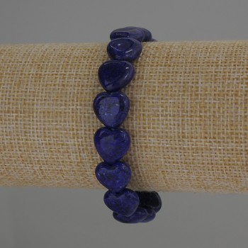 Armband aus Lapislazuli in Herzform, Durchmesser ca. 12 x 12 mm, Länge 18 cm Stretcharmband