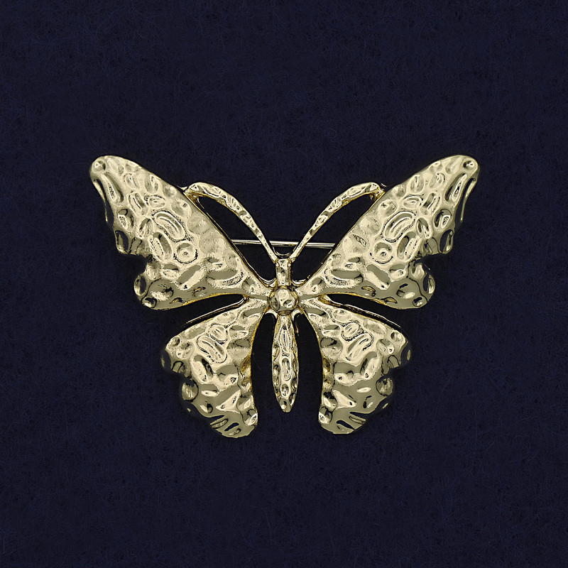 Brosche Schmetterling aus goldfarbenem Metall, 41×30 mm +