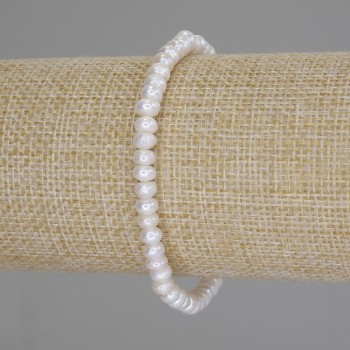 Armband aus Flussperlen, Durchmesser 5×3 mm, Länge 18 cm (Elastisches Armband)