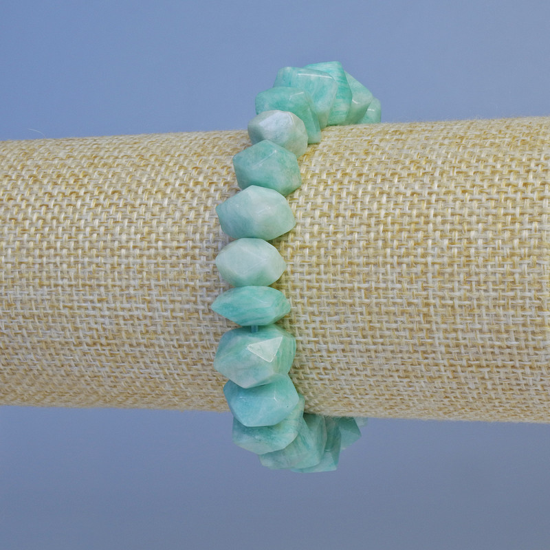 Armband aus facettierten Amazonit-Rondellen, Durchmesser ca. 10×6 mm, Länge ca. 18 cm, Stretch-Design