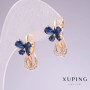 Ohrringe Xuping mit 18K-Vergoldung, blaue Steine und weiße Strasssteine, 20×11 mm