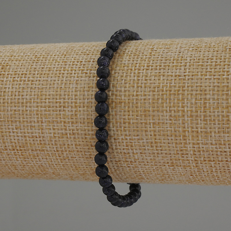 Armband aus Aventurin Nacht von Kairo, glatte Kugel 4 mm ±, Länge 18 cm Stretch