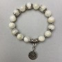 Armband aus Perlmutt, glatte Kugel 10 mm ±, mit Metall-Einlagen, Länge 18 mm ± Stretch