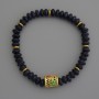 Armband Aventurin Nacht von Kairo Rondell, Durchmesser ca. 6×3 mm, ± mit Metall-Einsätzen, Länge 18 cm, Stretch