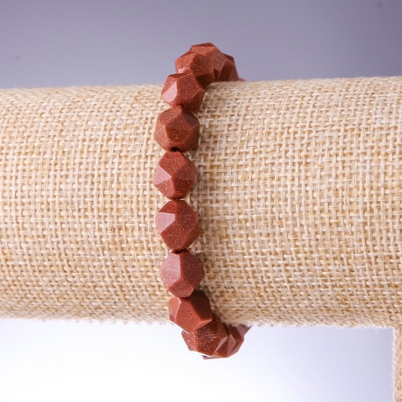Armband Aventurin (synthetisch) 'Goldener Sand' facettiert, Durchmesser 8x10 mm