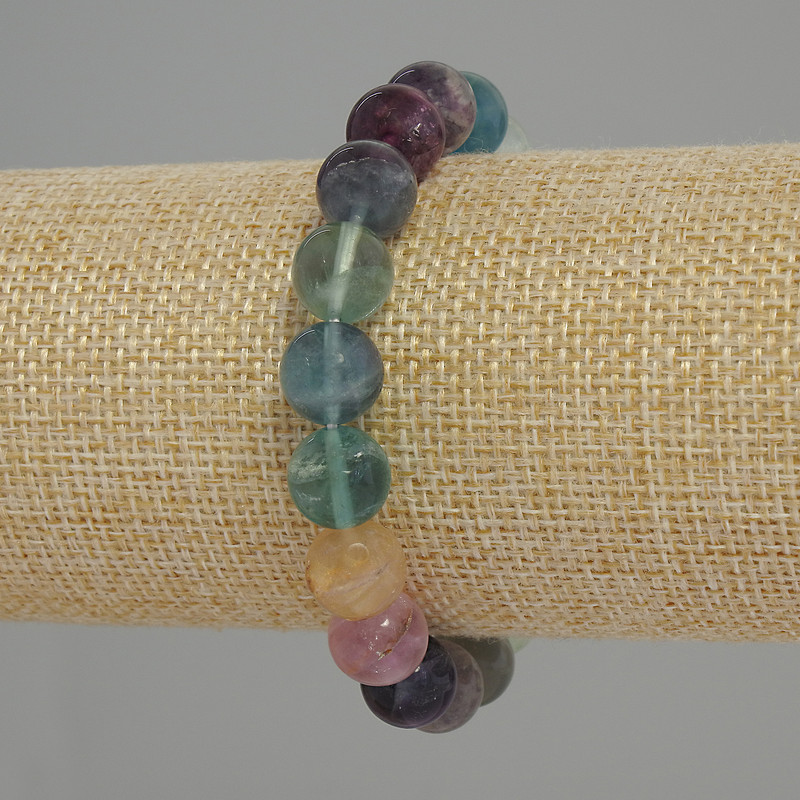 Armband Fluorit Naturstein glatte Kugeln, Durchmesser ca. 10 mm, Länge ca. 18 cm (Stretcharmband)