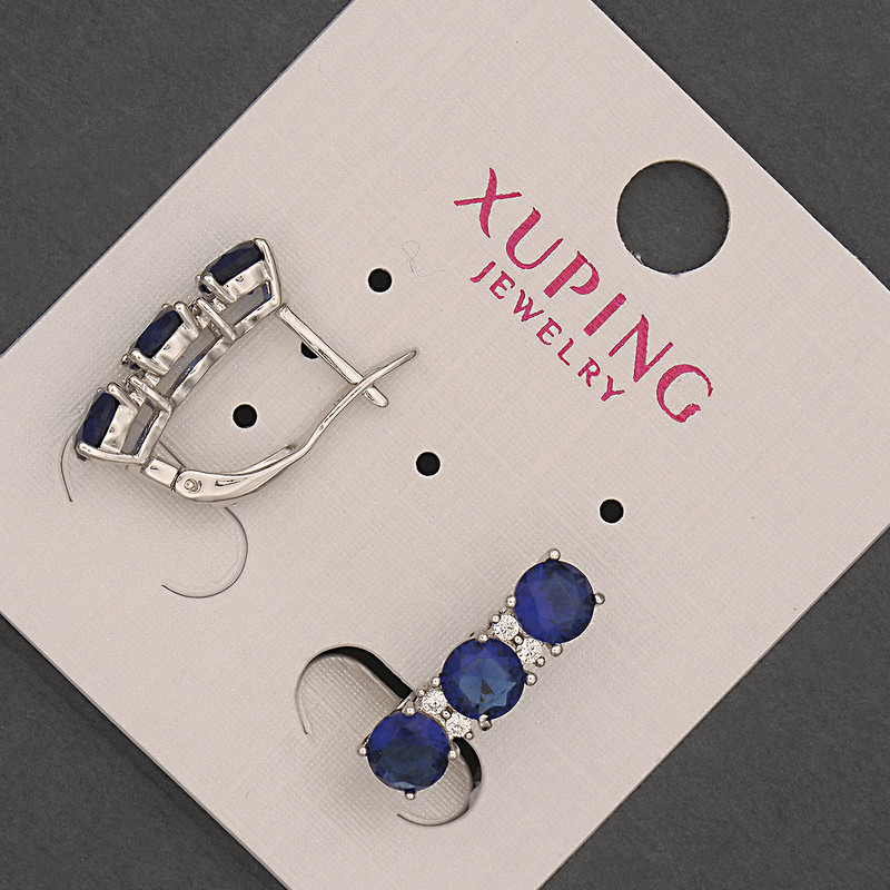 Xuping Ohrringe mit blauen Steinen 5×17 mm, Rhodiobeschichtung